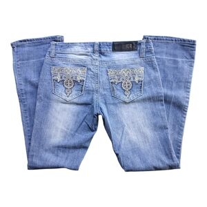 ^Premier low-rise blue jeans